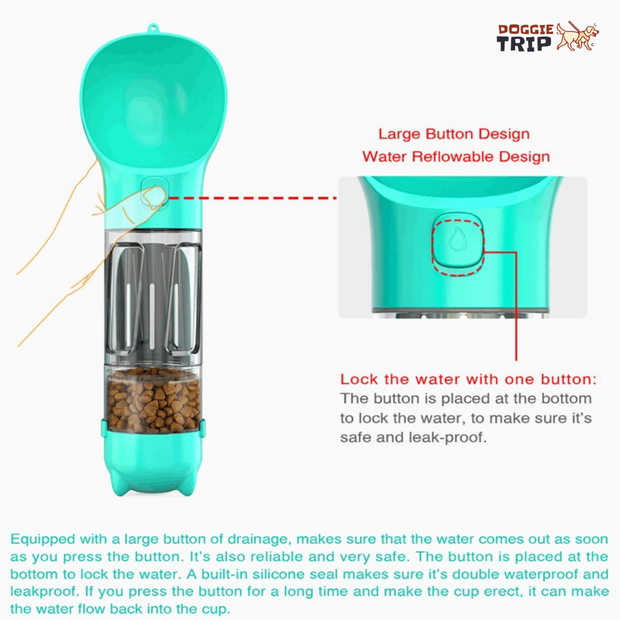 3 in 1 Dog Water Bottle - Feeder